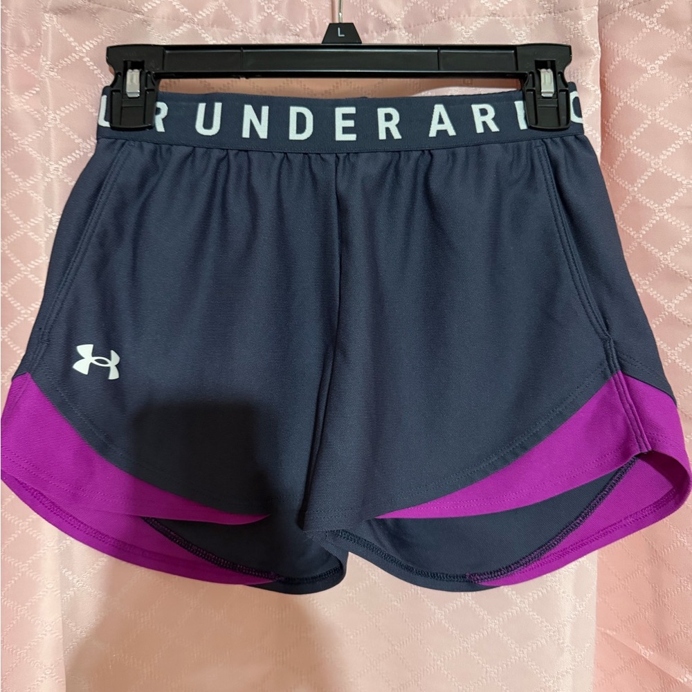Under Armour Women's Dark Blue and Magenta Athletic Shorts